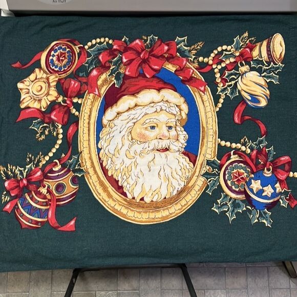 Domestications Set of 2 100% Cotton Flannel Santa Ornaments Green Pillowcases - Picture 4 of 16